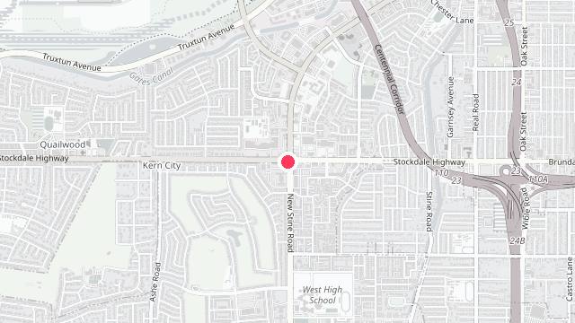 Map showing the office location of Bakersfield Property Management