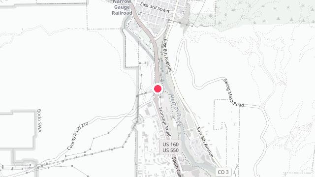 Map showing the office location of Durango Property Management