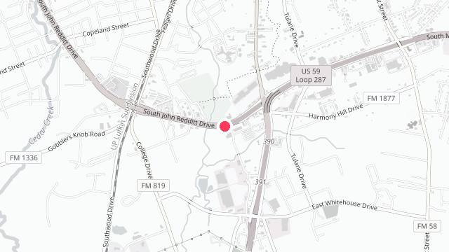 Map showing the office location of Lufkin Property Management
