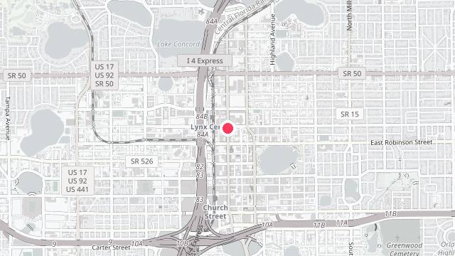 Map showing the office location of Orlando Property Management Realty