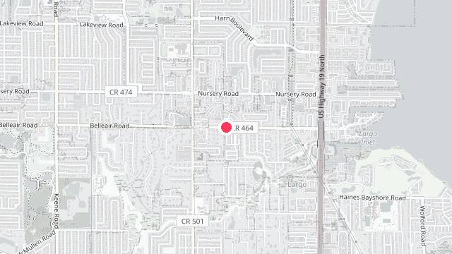 Map showing the office location of Rainbow Property Management of Pinellas County
